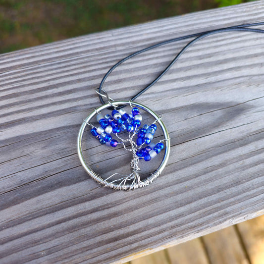 Tree of Life Necklace #9 - Silver Waves