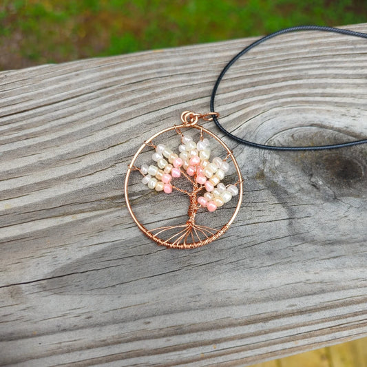 Tree of Life Necklace #25 - Peach Icecream